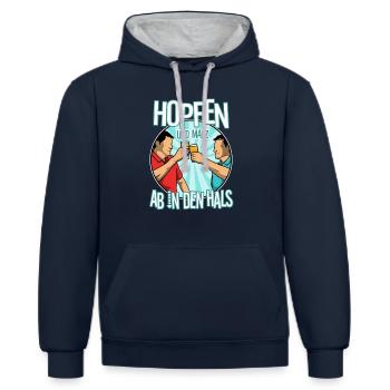 Hopfen und Malz - Kontrast-Hoodie - Navy/Grau meliert - Vorne - Nico (186cm)
