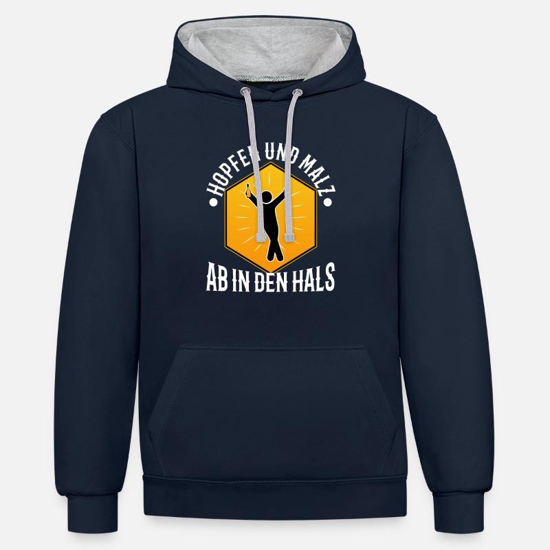 Houblon et malt - Sweat à capuche contrasté - bleu marine/gris chiné