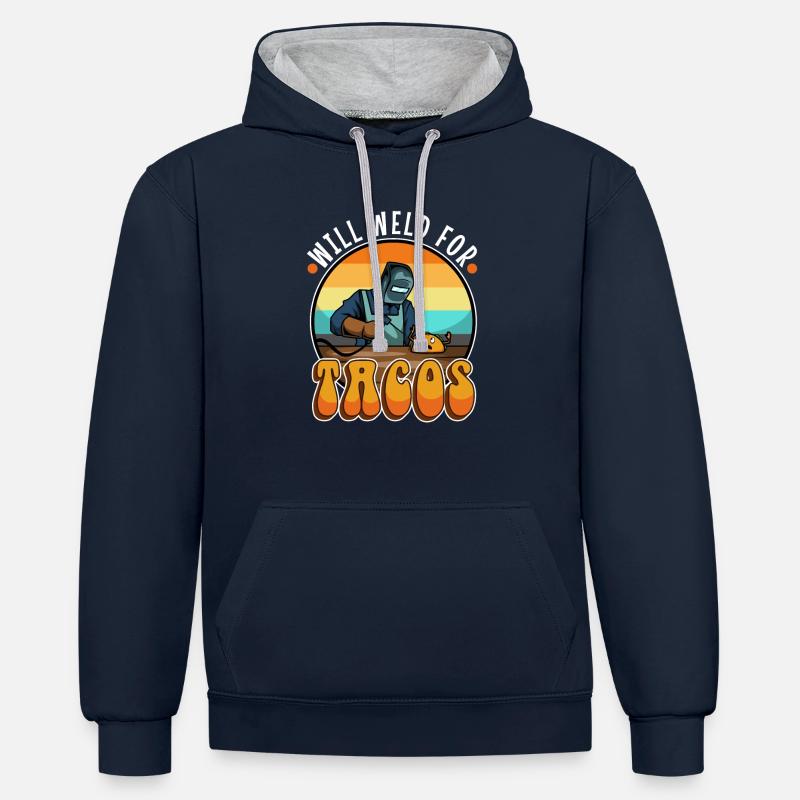 Soudera pour les tacos - Sweat à capuche contrasté - bleu marine/gris chiné