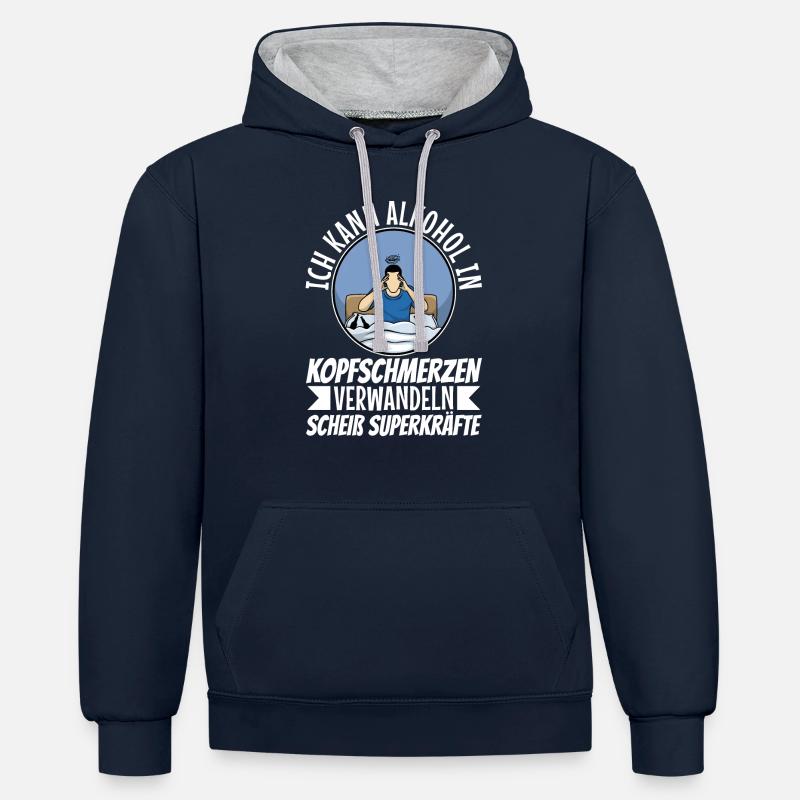 Transformez l’alcool en casse-tête - Sweat à capuche contrasté - bleu marine/gris chiné