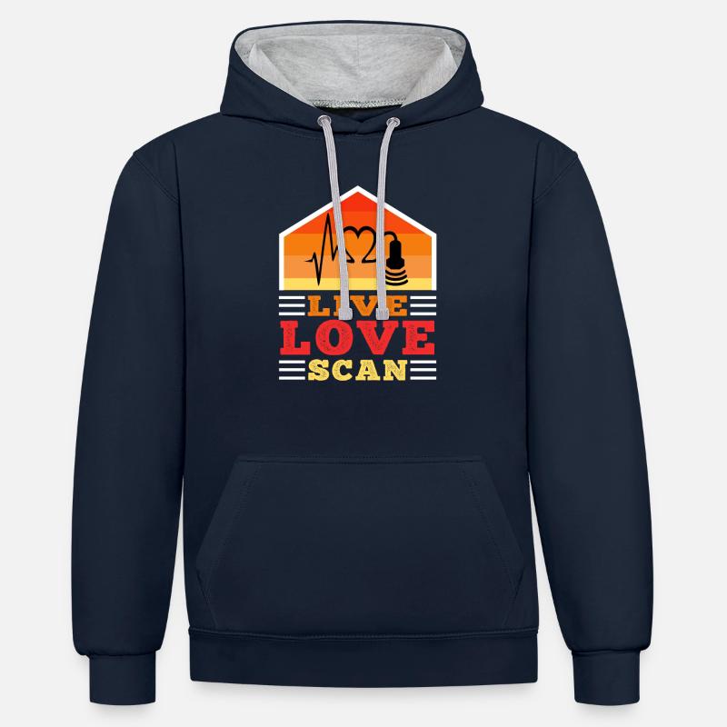 Analyse de l’amour en direct - Sweat à capuche contrasté - bleu marine/gris chiné