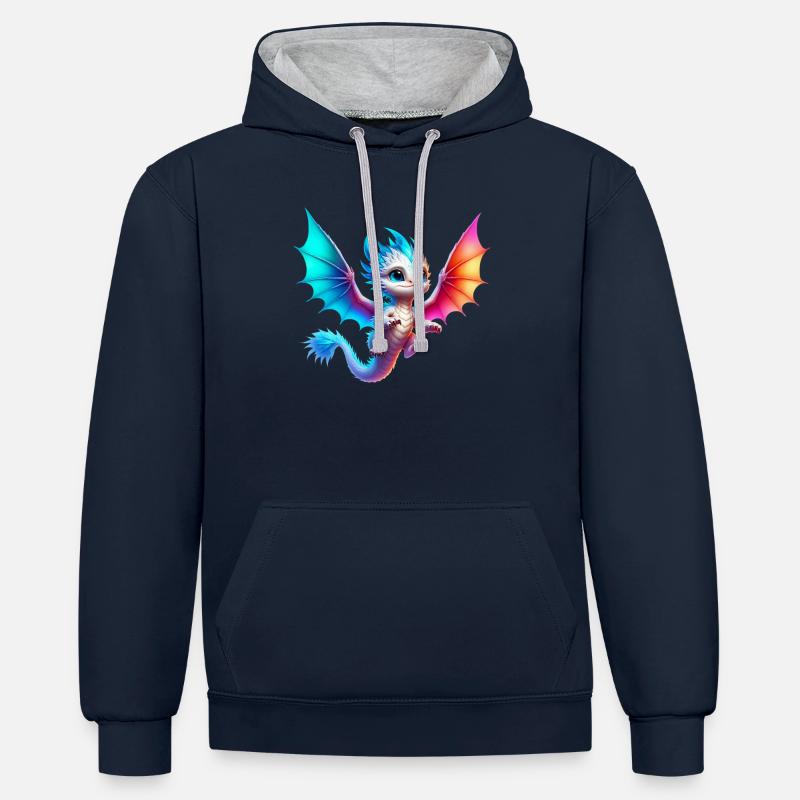 Dragon - Sweat à capuche contrasté - bleu marine/gris chiné
