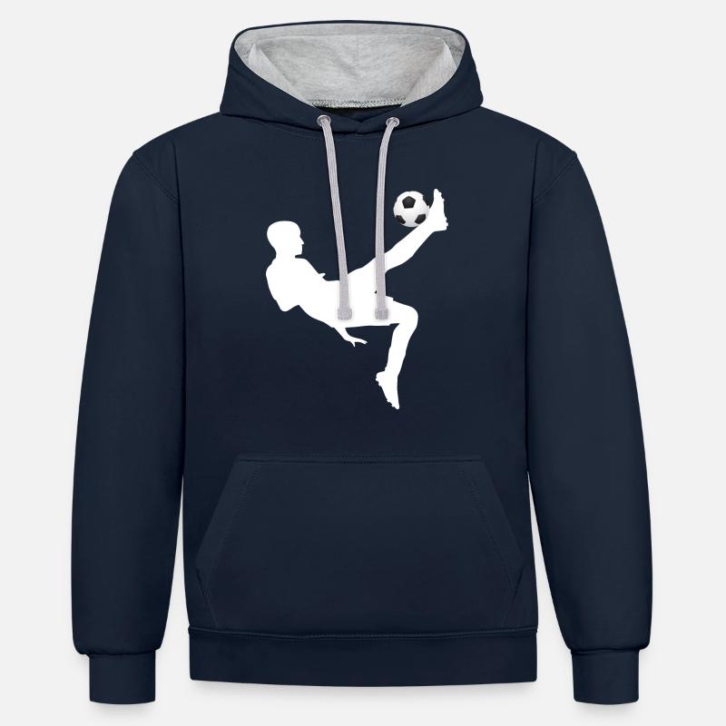 Retrait en arrière - Sweat à capuche contrasté - bleu marine/gris chiné