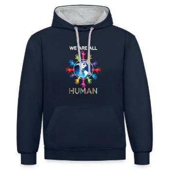We Are All Human LGBT Equality Human Rights Gift - Kontrast-Hoodie - Navy/Grau meliert - Vorne - Nico (186cm)