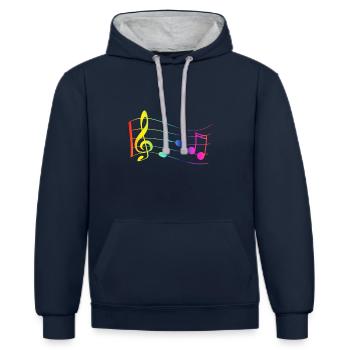 Noten - Musik - Kontrast-Hoodie - Navy/Grau meliert - Vorne - Nico (186cm)