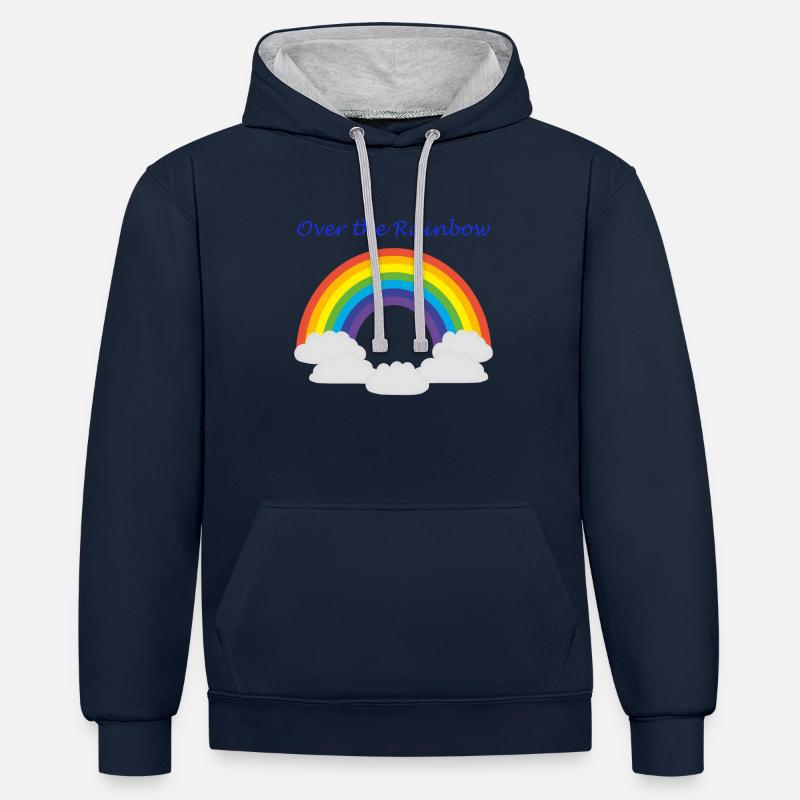 Au-dessus de l'arc-en-ciel - Sweat à capuche contrasté - bleu marine/gris chiné