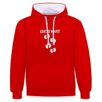grossesse - Sweat à capuche contrasté - rouge/blanc - Devant - Liana (172cm) & Jaron (178cm)