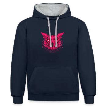 Hibou - tête de hibou - cryptique - animal - Sweat à capuche contrasté - bleu marine/gris chiné - Devant - Nico (186cm)