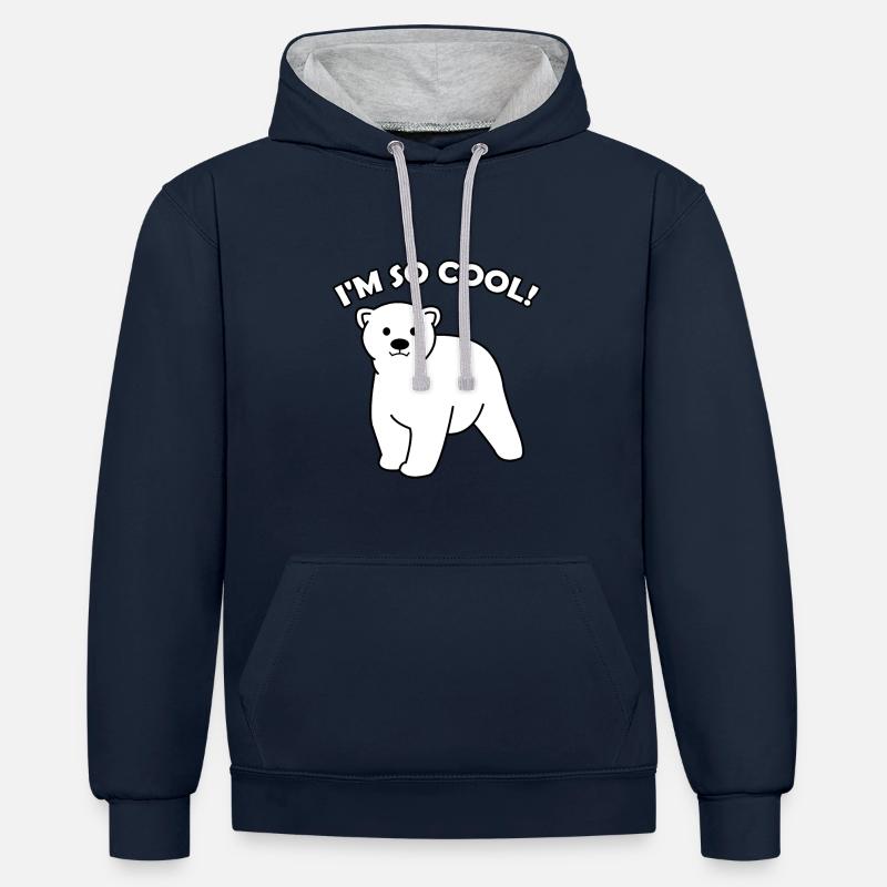 Polar Bear - Sweat à capuche contrasté - bleu marine/gris chiné