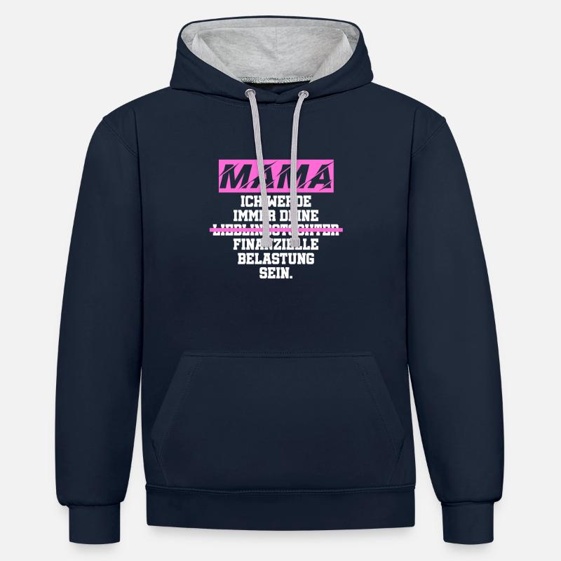 Fardeau financier de maman - Sweat à capuche contrasté - bleu marine/gris chiné