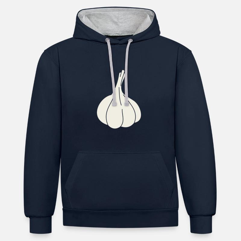 gousse d'ail - Sweat à capuche contrasté - bleu marine/gris chiné