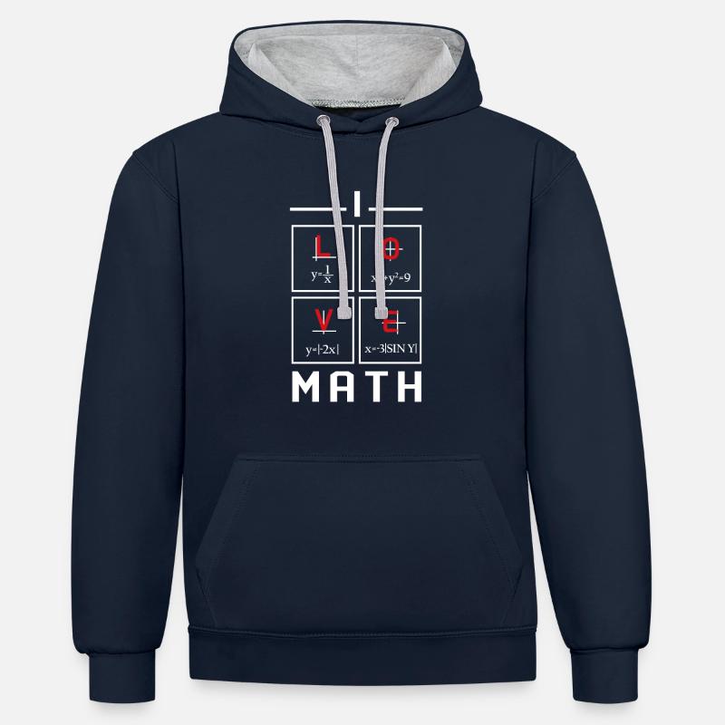 Conception mathématique - Sweat à capuche contrasté - bleu marine/gris chiné