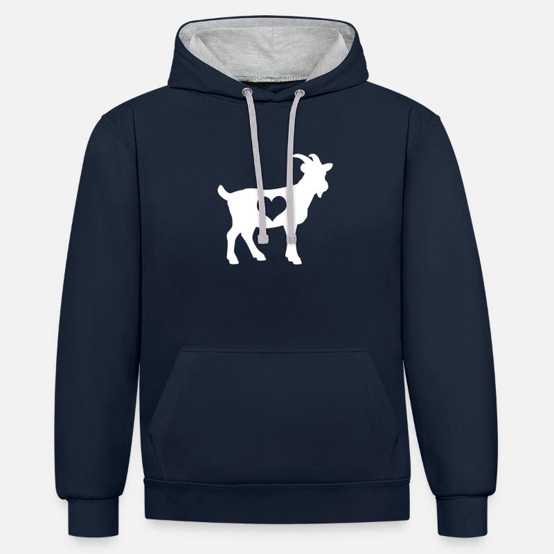 Chèvre - Sweat à capuche contrasté - bleu marine/gris chiné