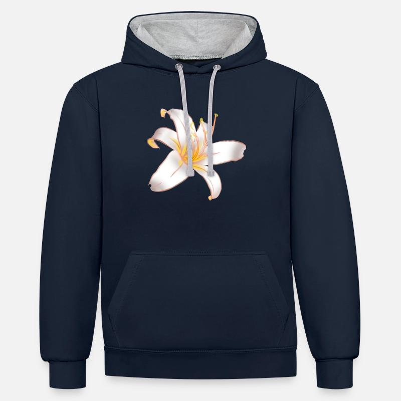 LYS BLANC - Sweat à capuche contrasté - bleu marine/gris chiné