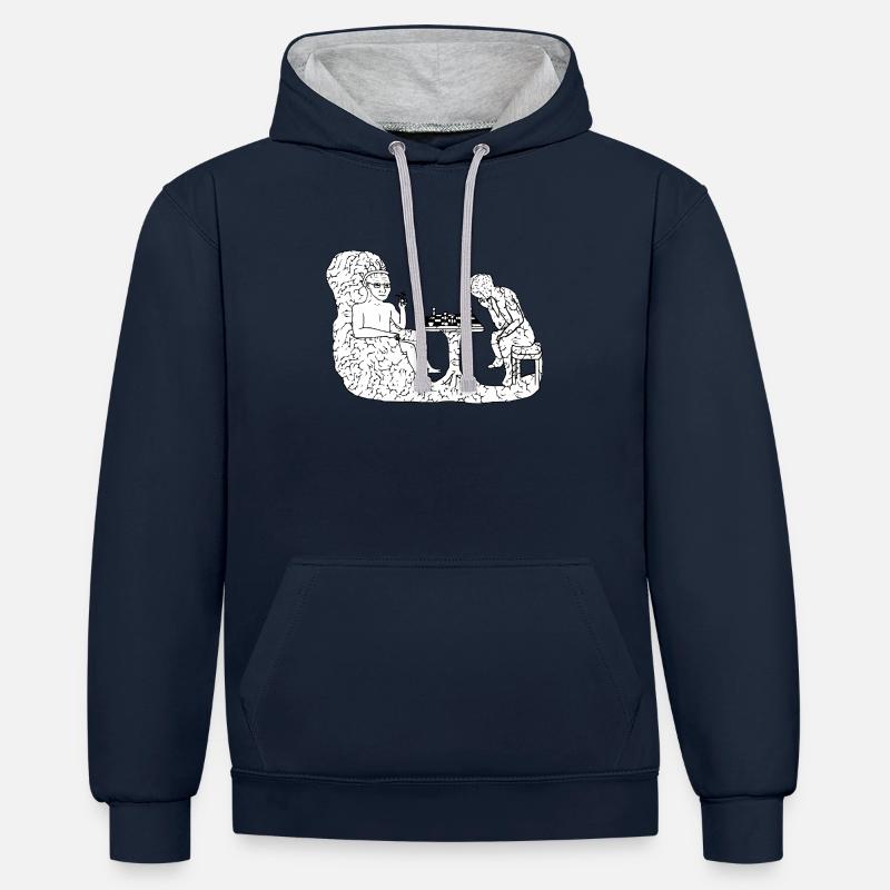Internet Meme - Brainlet Chess Memes - Contrast hoodie - navy/heather grey