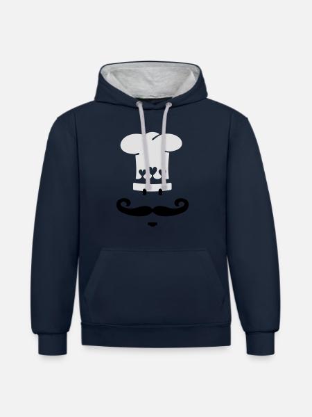 Meisterkoch / chef cook (2c) - Contrast hoodie - navy/heather grey