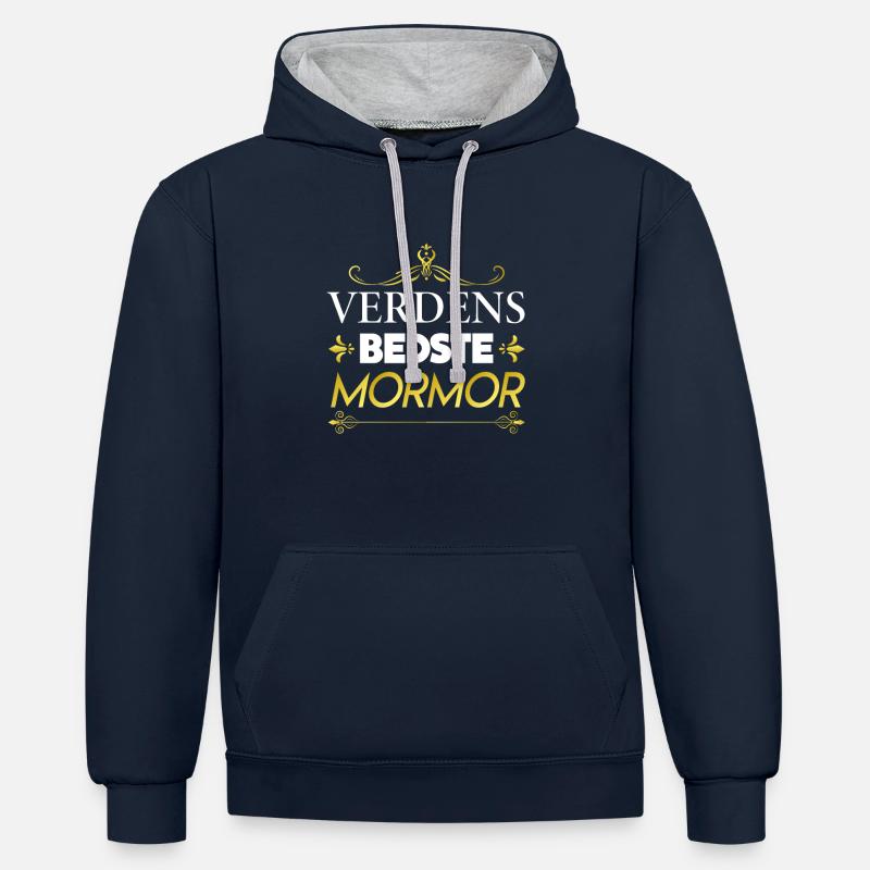 Die beste Großmutter der Welt - Kontrast-Hoodie - Navy/Grau meliert