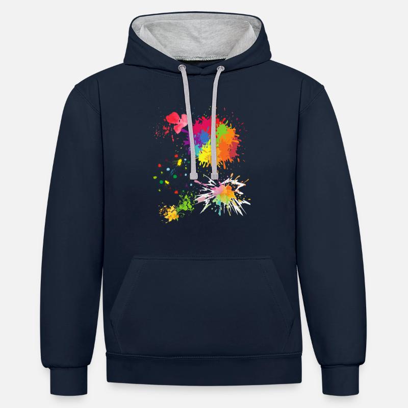 Artiste en herbe - Sweat à capuche contrasté - bleu marine/gris chiné