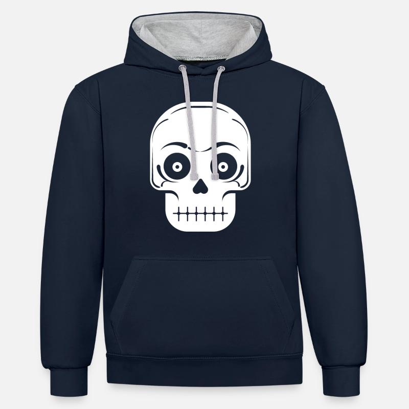 calabera - Sweat à capuche contrasté - bleu marine/gris chiné