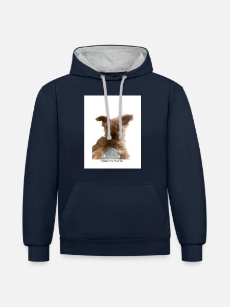 Mama‘s Yorki - Kontrast-Hoodie - Navy/Grau meliert