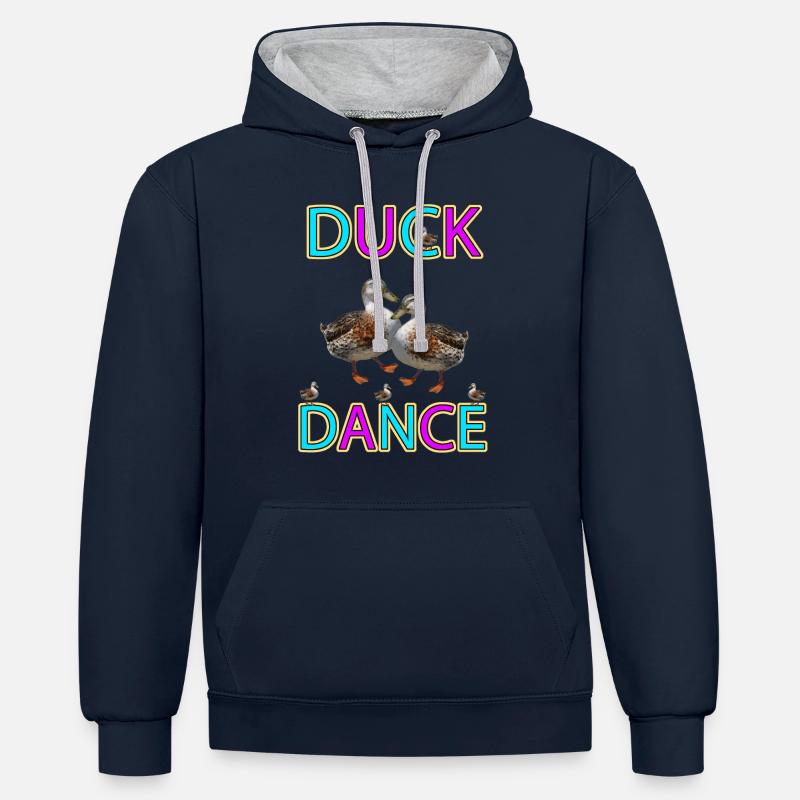 Danse du canard - Sweat à capuche contrasté - bleu marine/gris chiné