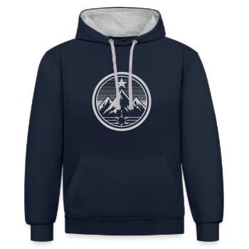 Logo mountians - Sweat à capuche contrasté - bleu marine/gris chiné - Devant - Nico (186cm)