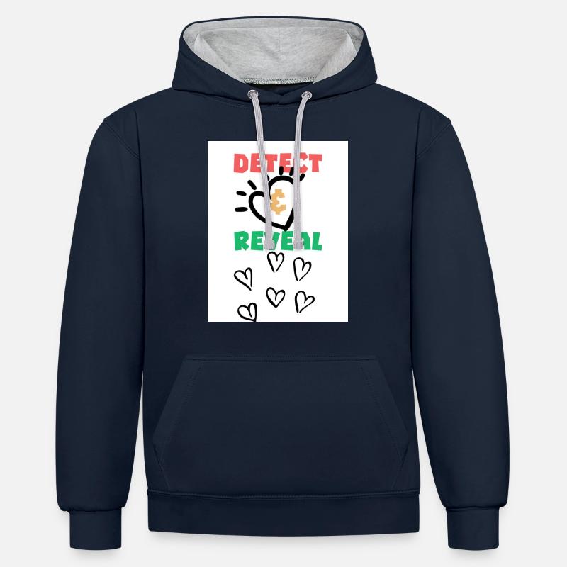 Détecter, révéler. Détecter, révéler. - Sweat à capuche contrasté - bleu marine/gris chiné