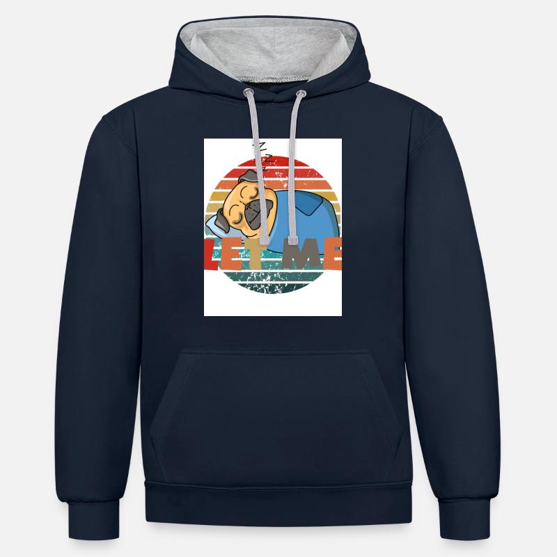 Permet-moi de. Dormir. - Sweat à capuche contrasté - bleu marine/gris chiné
