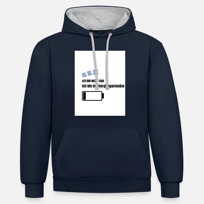 1000002369 - Sweat à capuche contrasté - bleu marine/gris chiné