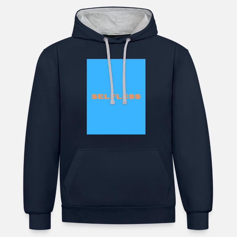 selfless - Sweat à capuche contrasté - bleu marine/gris chiné