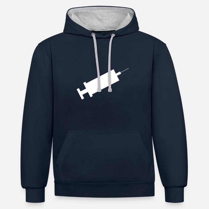 Seringue - Sweat à capuche contrasté - bleu marine/gris chiné