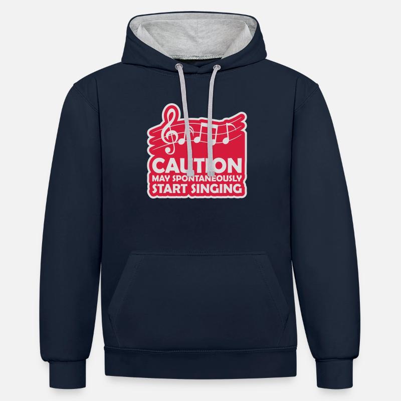 may spontaneously start singing - Contrast hoodie - navy/heather grey