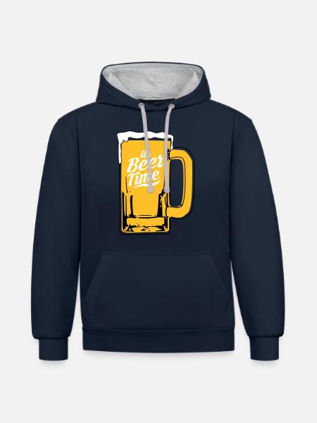Beer design - Contrast hoodie - navy/heather grey