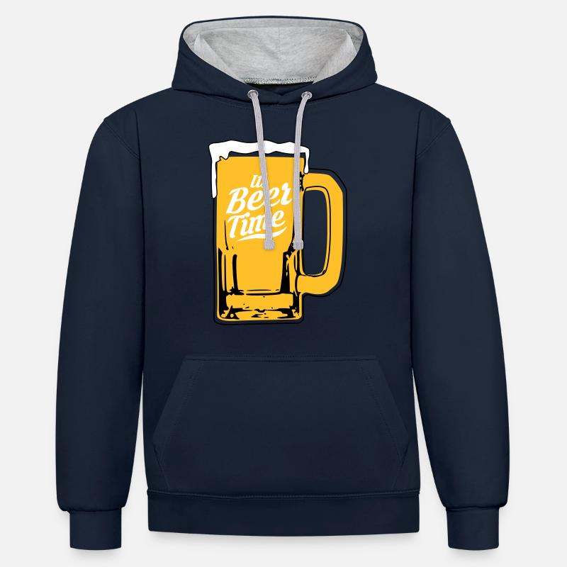 Conception de la bière - Sweat à capuche contrasté - bleu marine/gris chiné