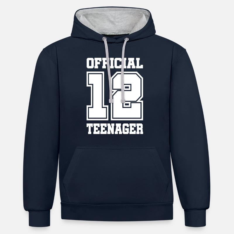 Cadeau adolescent 12e anniversaire - Sweat à capuche contrasté - bleu marine/gris chiné