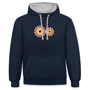 Ingénierie biotechnologique - Responsabilité éthique - Sweat à capuche contrasté - bleu marine/gris chiné - Devant - Nico (186cm)
