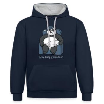Panda Drôles Dictons Travailler dur Dormir dur - Sweat à capuche contrasté - bleu marine/gris chiné - Devant - Nico (186cm)