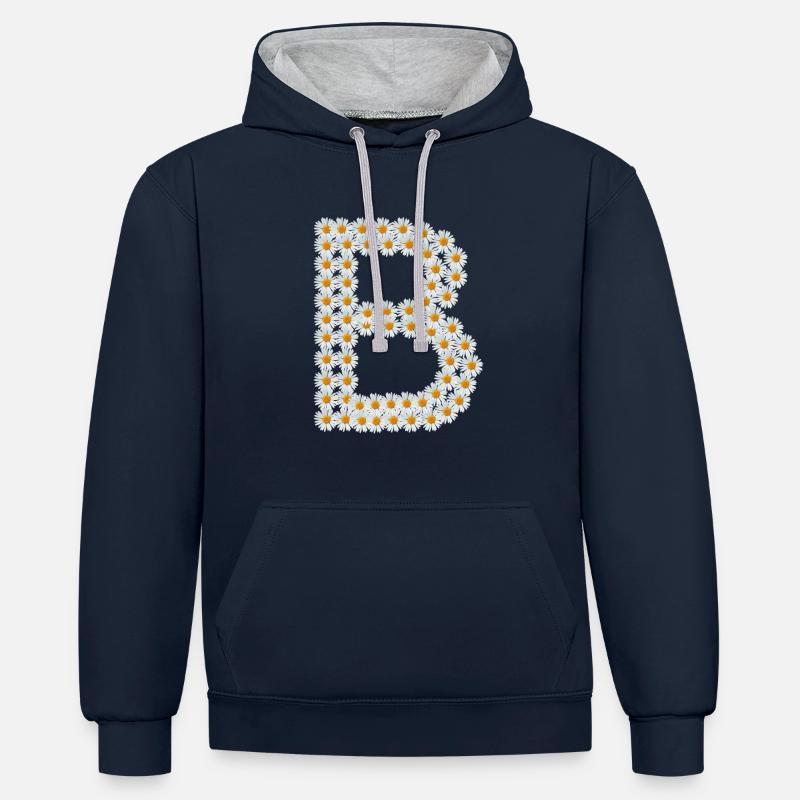 B de Margarites - Sweat à capuche contrasté - bleu marine/gris chiné