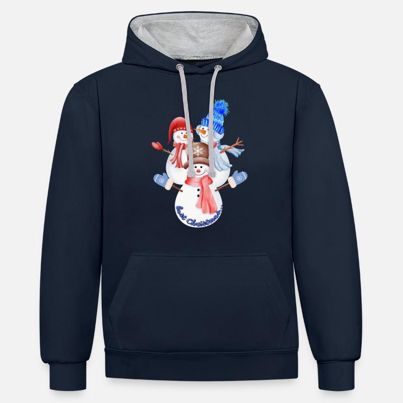 Noël dernier... - Sweat à capuche contrasté - bleu marine/gris chiné
