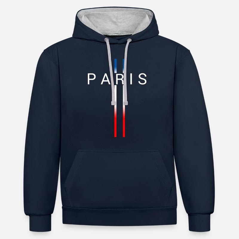 FRANKREICH - Kontrast-Hoodie - Navy/Grau meliert