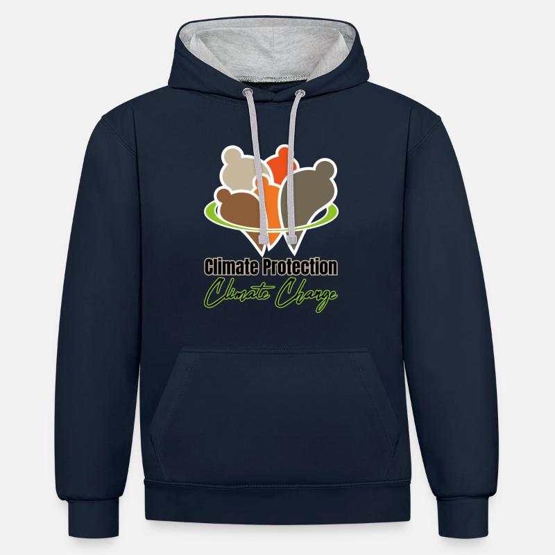 Protection du climat - Changement climatique - Sweat à capuche contrasté - bleu marine/gris chiné