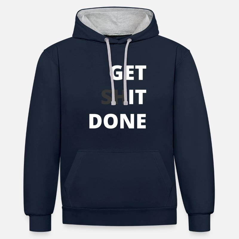Motivation - Get shit done - Contrast hoodie - navy/heather grey