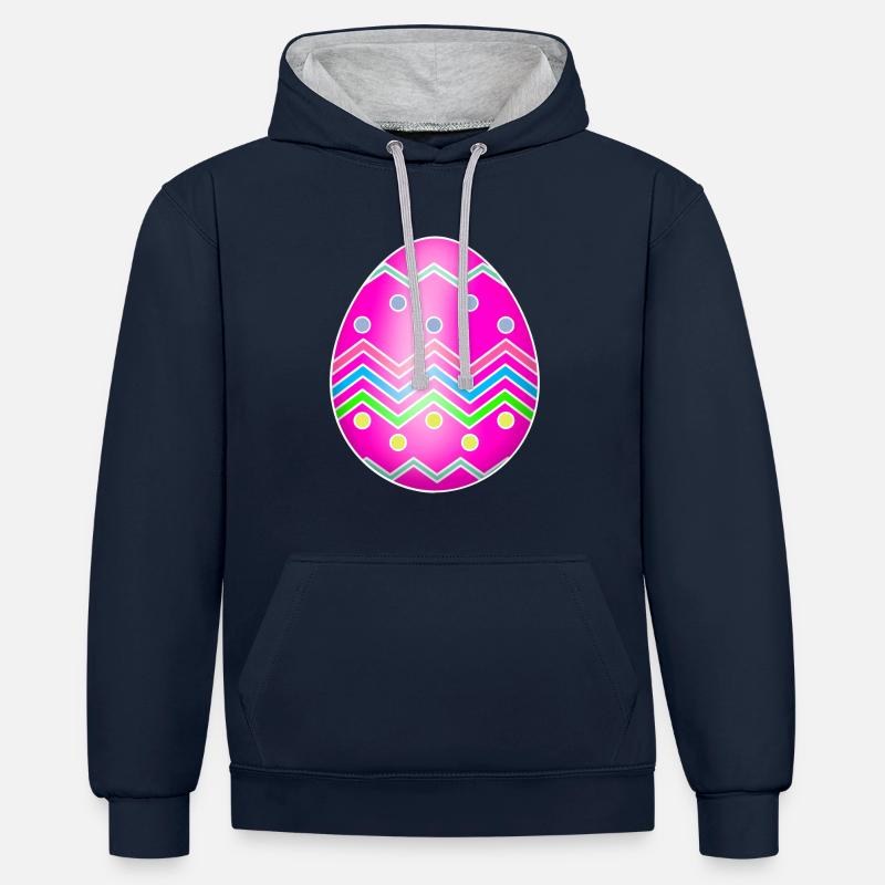 oeuf de Pâques - Sweat à capuche contrasté - bleu marine/gris chiné