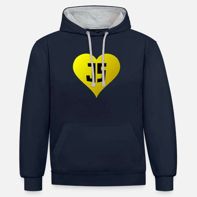 JavaScript Heart - Contrast hoodie - navy/heather grey