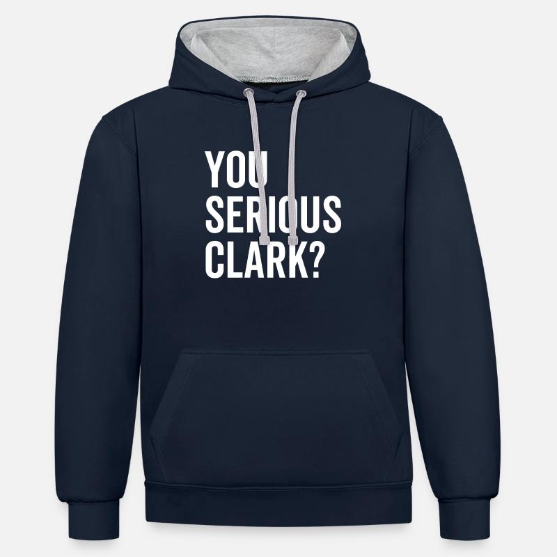 Vous êtes sérieux Clark? - Sweat à capuche contrasté - bleu marine/gris chiné