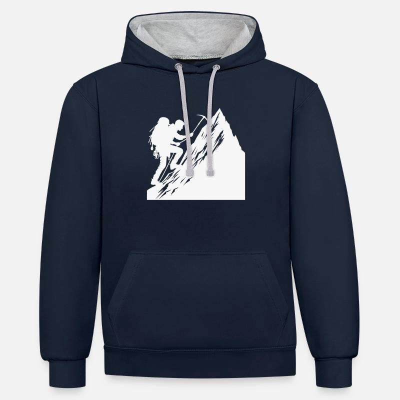 grimpeur - Sweat à capuche contrasté - bleu marine/gris chiné