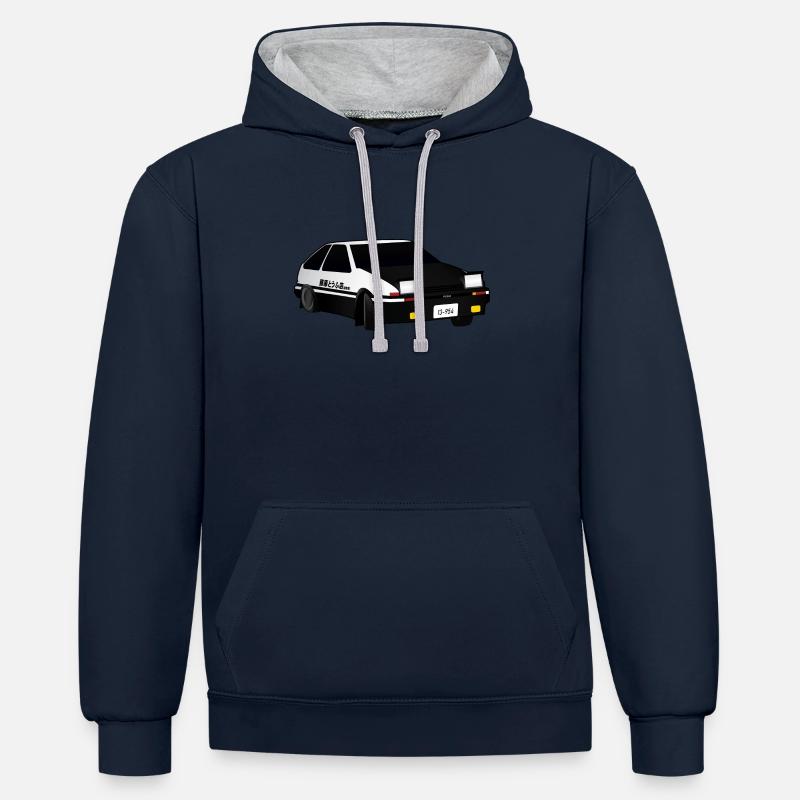 Initial D Driften Akina - Kontrast-Hoodie - Navy/Grau meliert