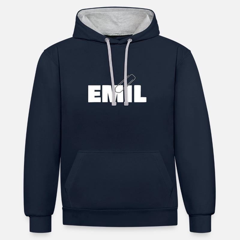 Emil - Sweat à capuche contrasté - bleu marine/gris chiné