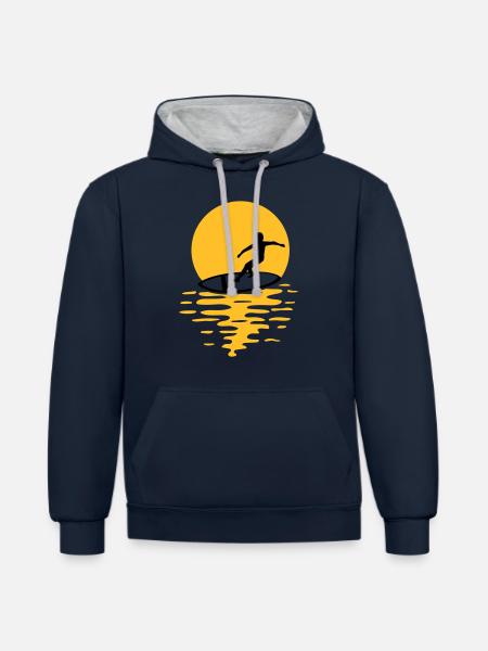 Sun Evening Surfers - Contrast hoodie - navy/heather grey