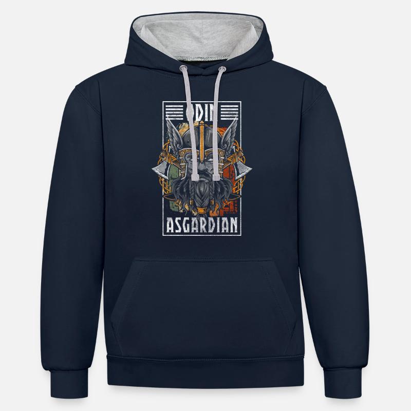 Odin Valhalla Thunder German - Contrast hoodie - navy/heather grey